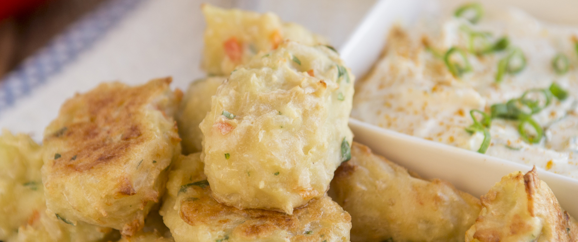 Brown Basmati Rice and Cauliflower Tots with Curried Yogurt Dip ecoLife