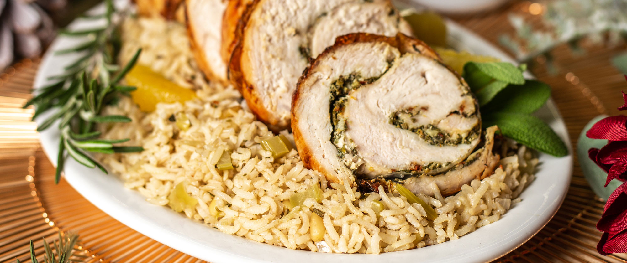 Porchetta Spiced Turkey Roulade and ecoLife Herbed Brown Rice - ecoLife