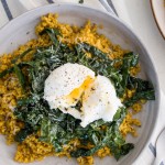 Turmeric Freekeh Bowl with Kale and Poached Eggs