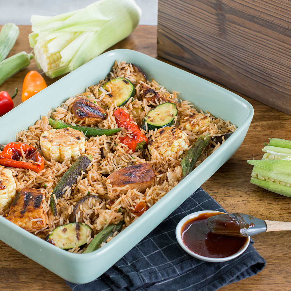 Barbecue Chicken and ecoLife® Organic Basmati Rice with Vegetables